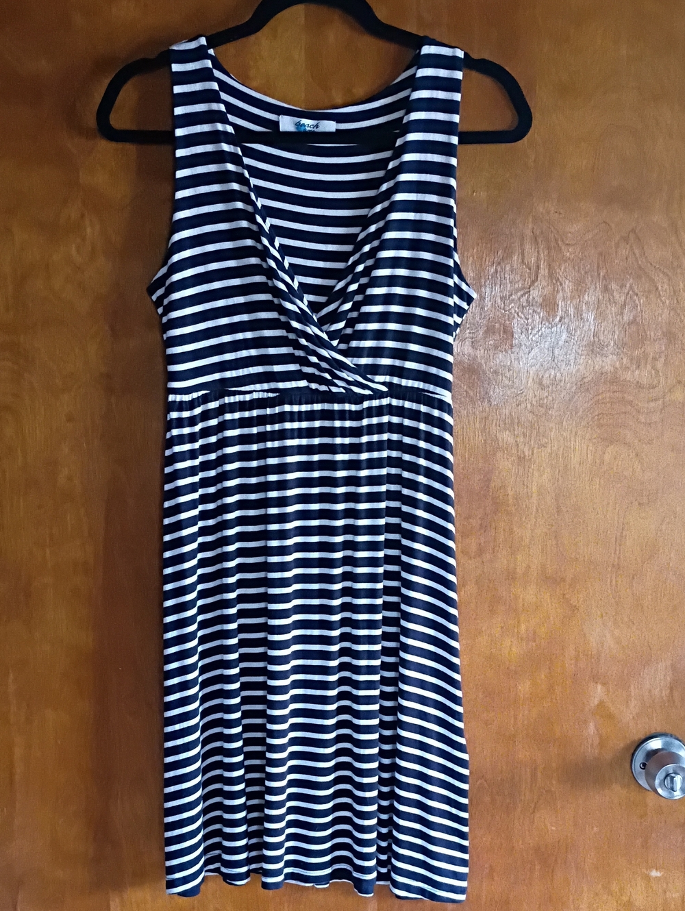 Beach Time Striped Sleeveless Wrap-Front Dress in Black and White
